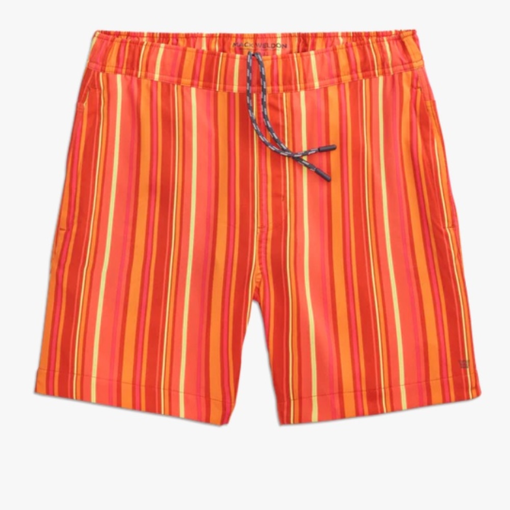 Mack Weldon swim trunk in sunrise cabana stripe